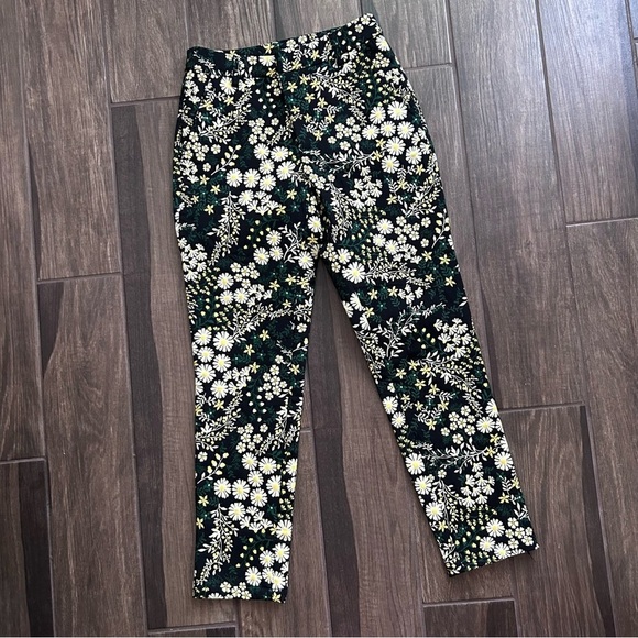 Anthropologie Current Air Daisy Floral Jacquard Slim Straight Trouser Pants XS - Picture 3 of 9